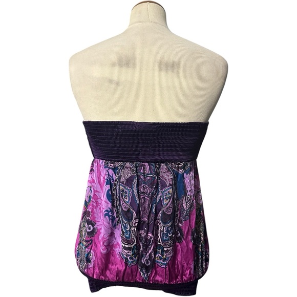 Bebe Sequin Silk Tube Top Purple Small - Picture 3 of 3
